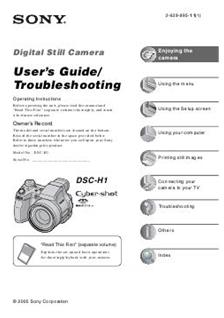 Sony Cyber-shot H1 manual. Camera Instructions.